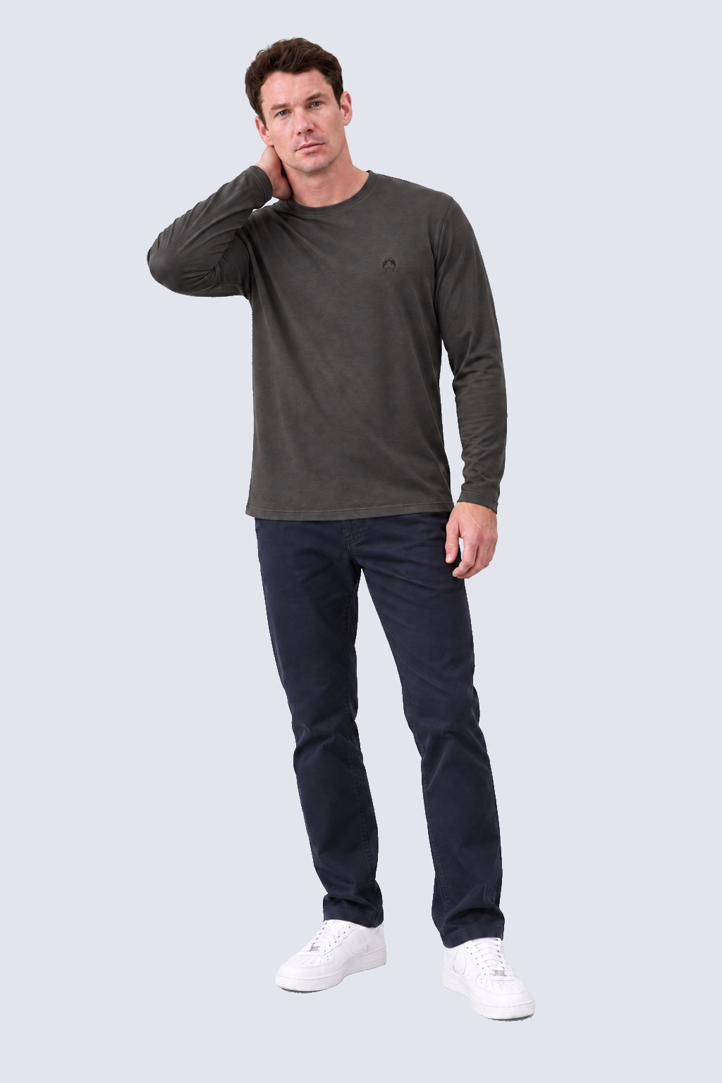 Langarm‑T‑Shirt aus Modal‑Baumwoll‑Mix mit Rundhalsausschnitt in black