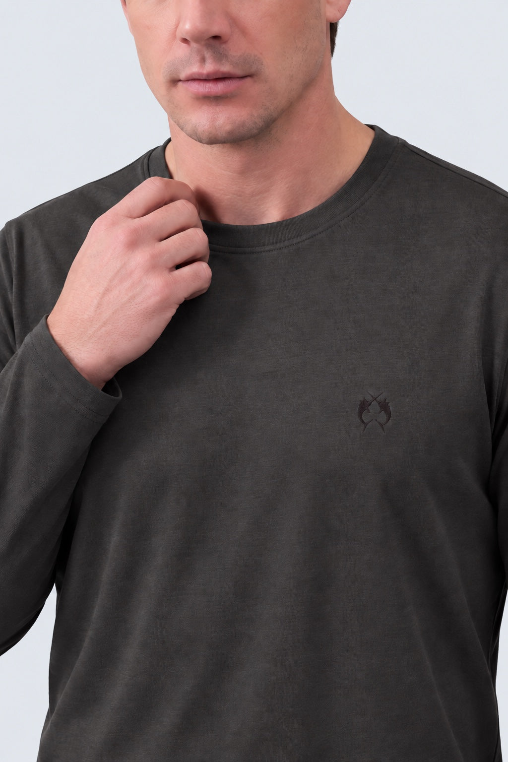 Langarm‑T‑Shirt aus Modal‑Baumwoll‑Mix mit Rundhalsausschnitt in black, Ansicht 3