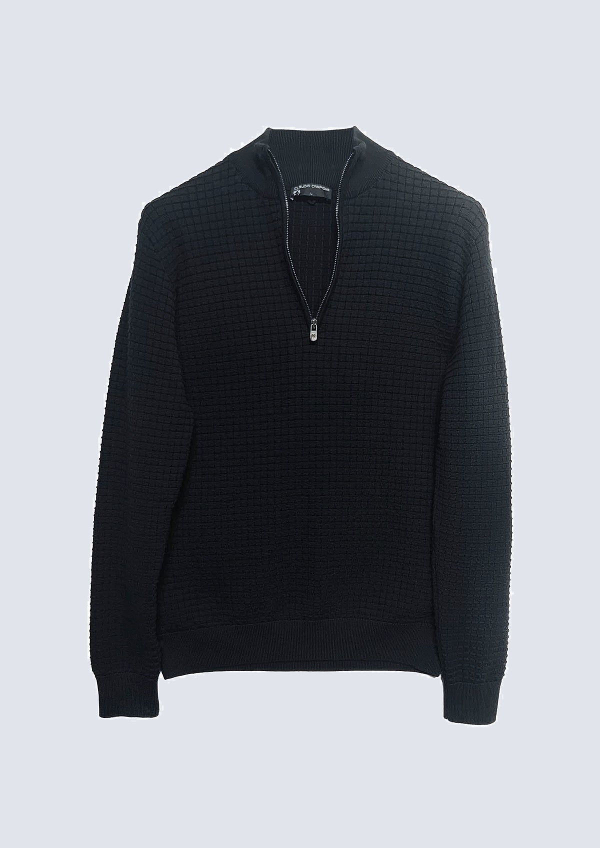 Troyer‑Pullover aus Baumwolle mit Strukturstrick und Stehkra – 93000