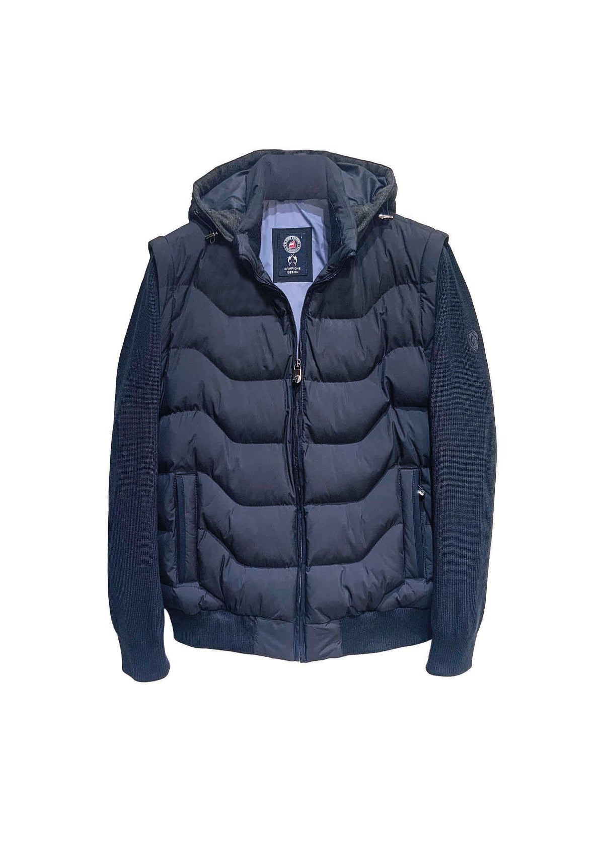 Jacke mit abnehmbaren Ärmeln und Kapuze in Steppoptik – 85400