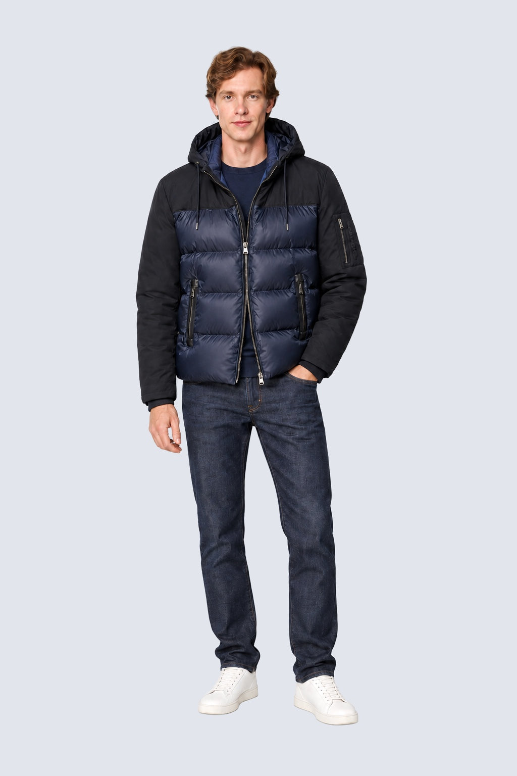 Kapuzenjacke aus Polyester mit Steppoptik in navy combi 1