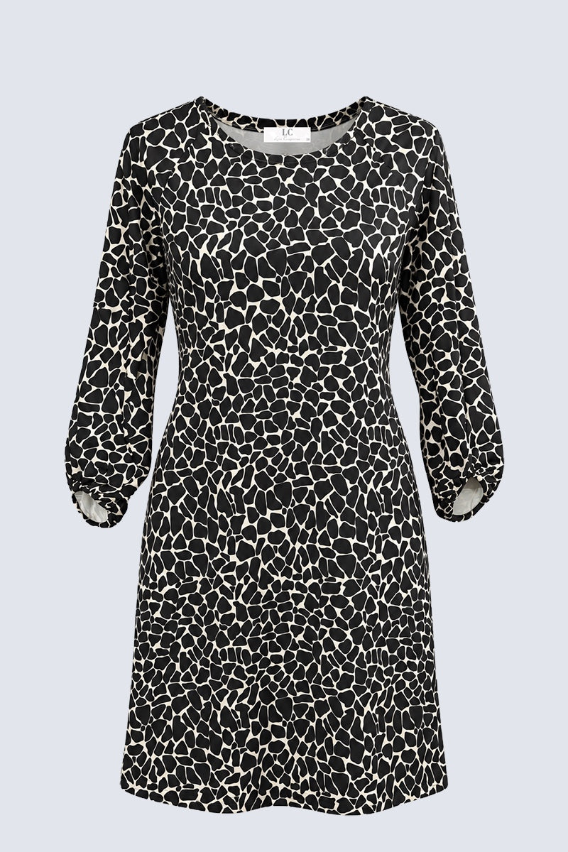 Kleid aus Viskose-Mix mit grafischem Allover-Print in black print 2