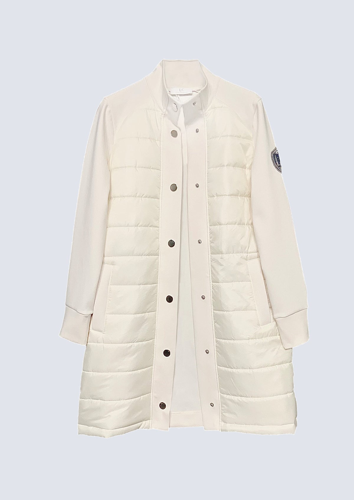 Sweat‑Jacke mit Stehkragen in Materialmix‑Optik – 40100