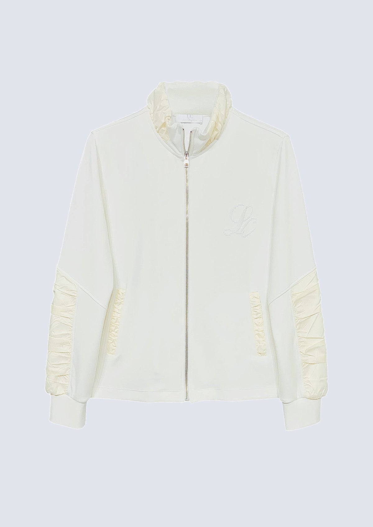 Sweat‑Jacke aus Baumwolle‑Modal‑Mix mit Stehkragen und Mater – 40100