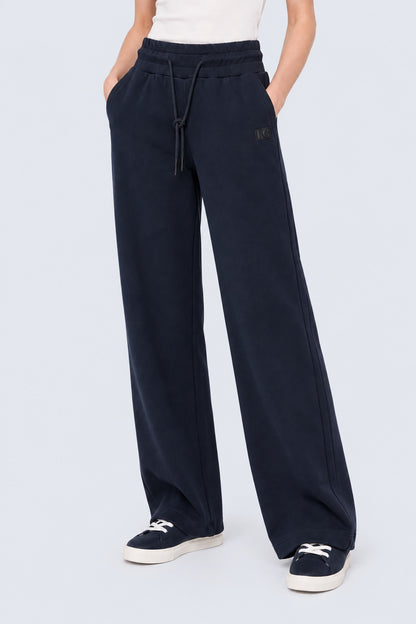 Sweat-Hose aus Baumwolle-Modal-Mix mit weitem Bein in navy