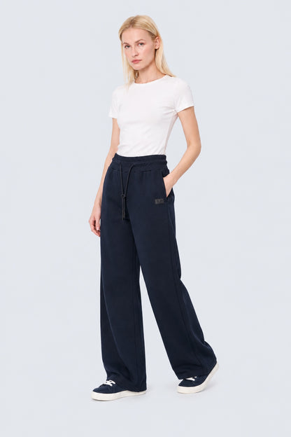 Sweat-Hose aus Baumwolle-Modal-Mix mit weitem Bein in navy, Ansicht 2