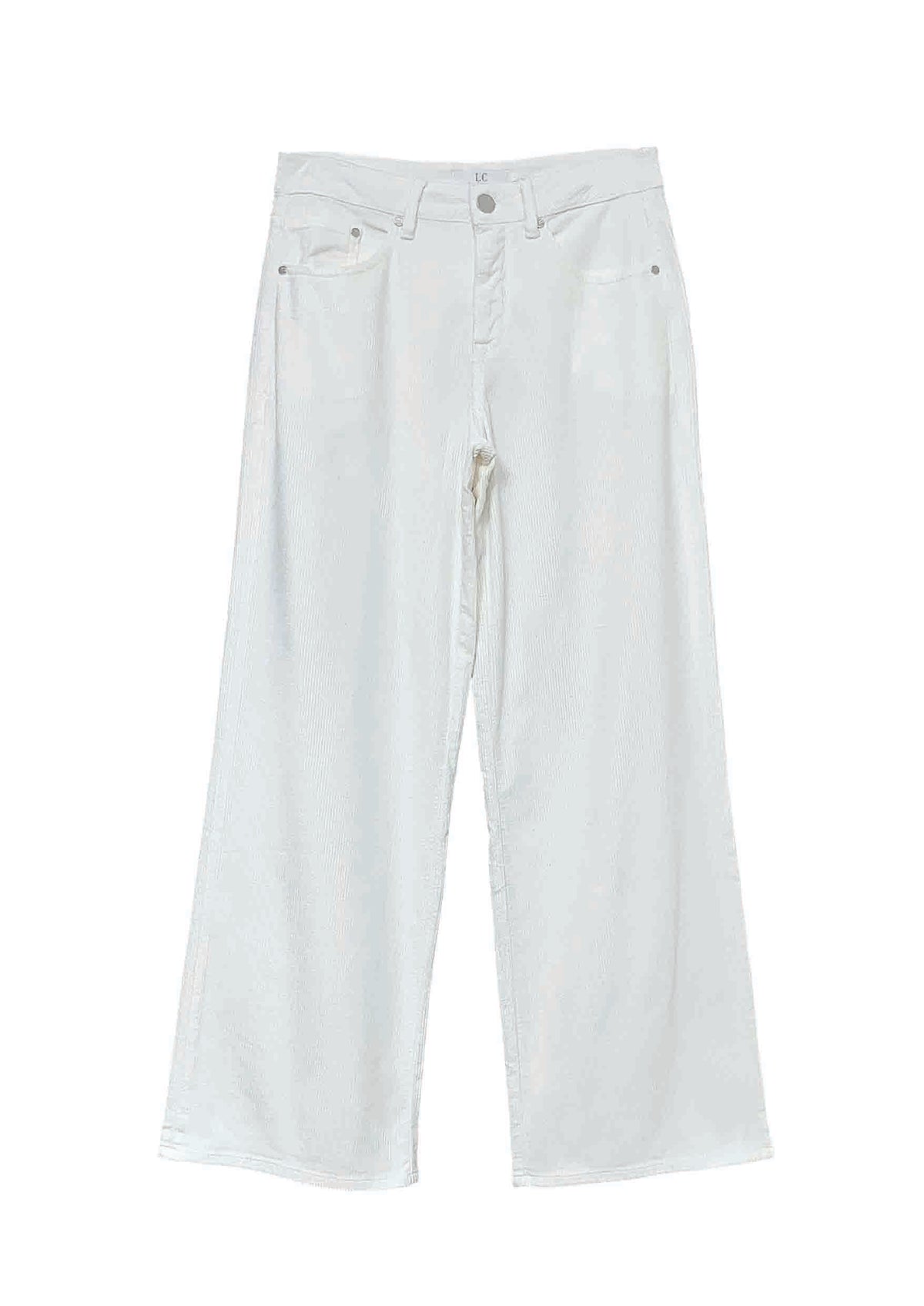 Wide Leg Hose aus Lyocell‑Baumwoll‑Mix in Cordoptik in off white
