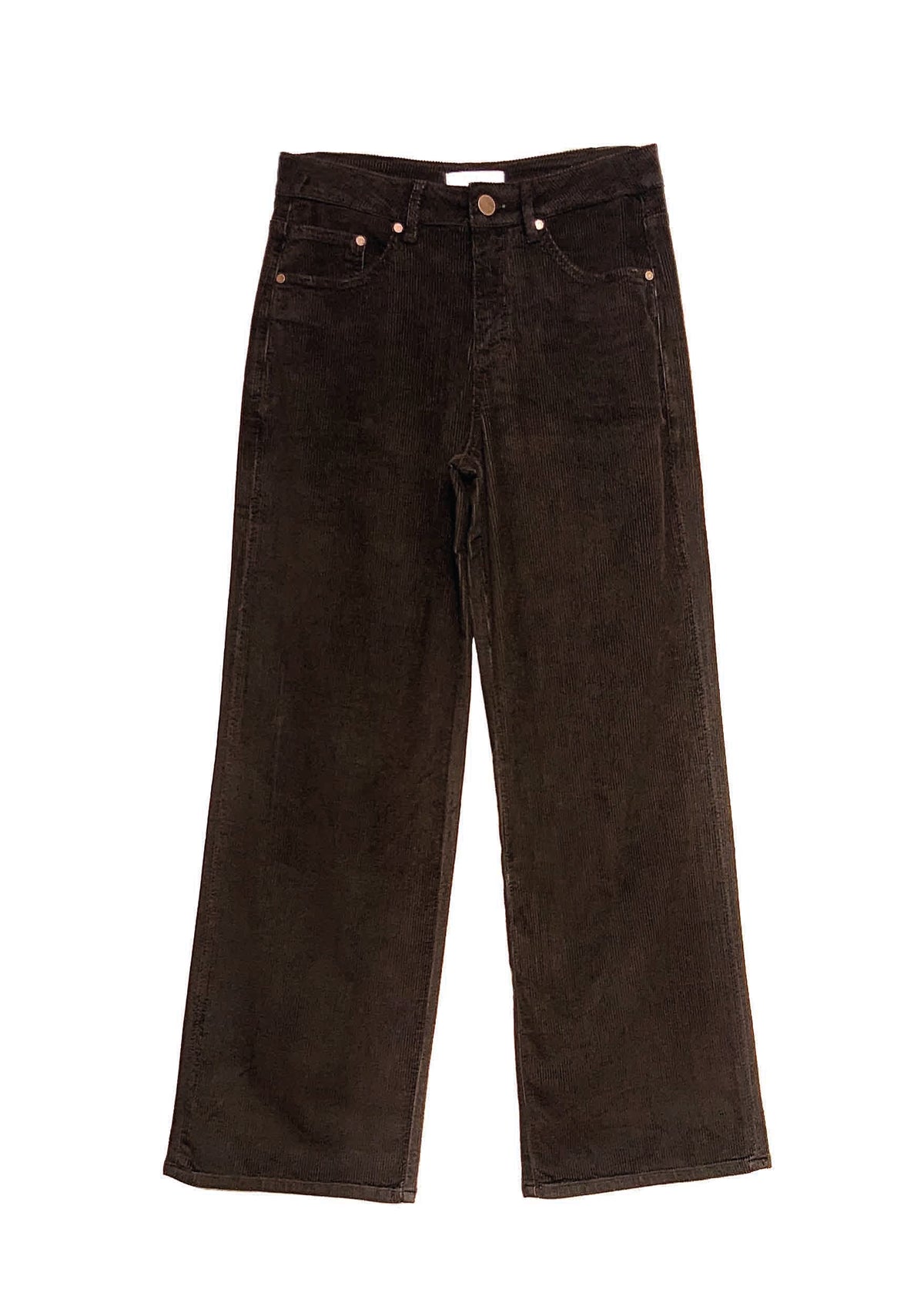Wide Leg Hose aus Lyocell‑Baumwoll‑Mix in Cordoptik in brown