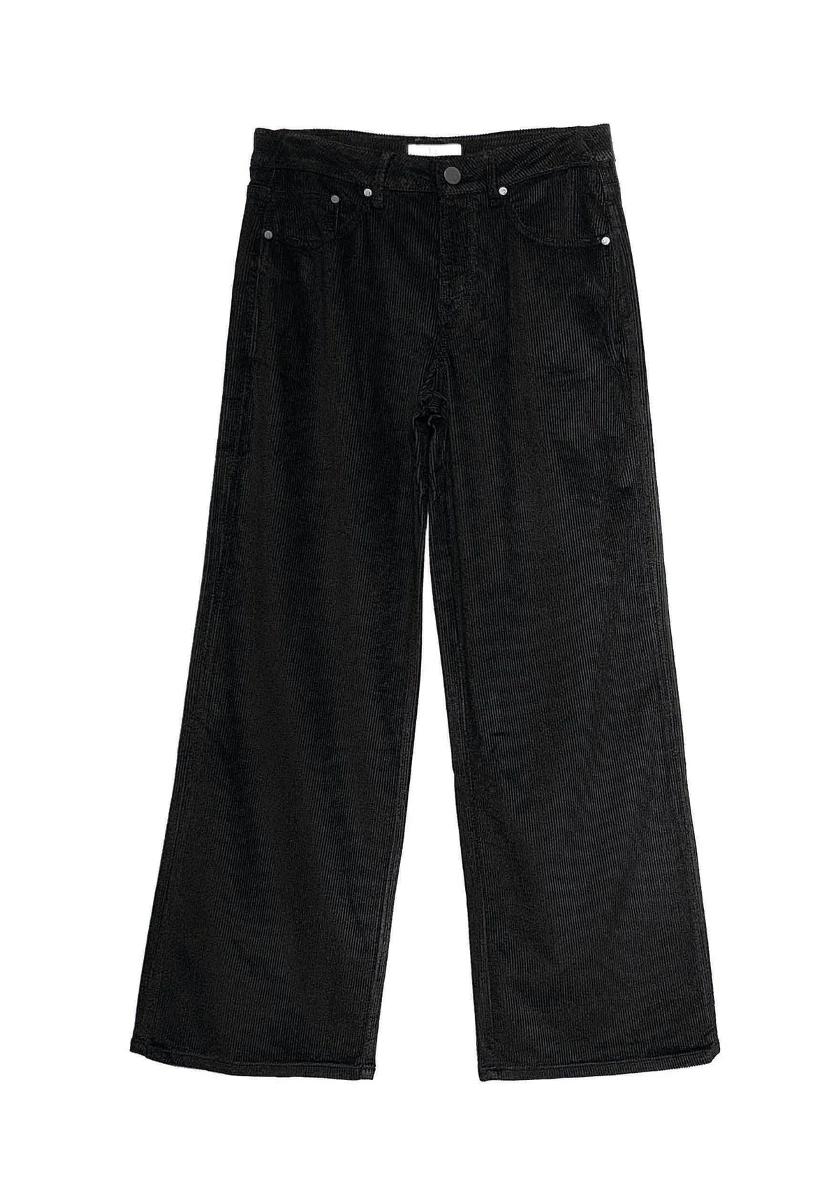 Wide Leg Hose aus Lyocell‑Baumwoll‑Mix in Cordoptik in black