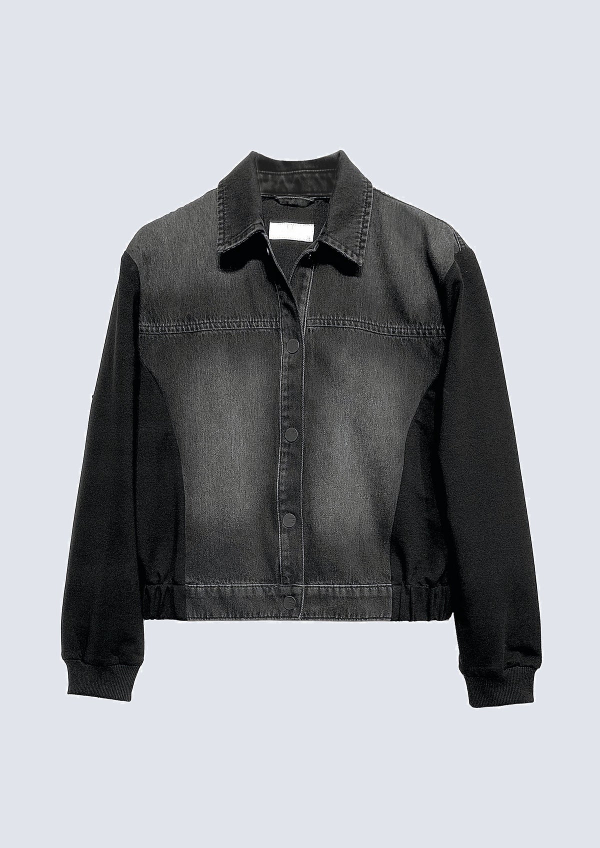 Jeansjacke im Materialmix mit Sweat‑Ärmeln – 93000