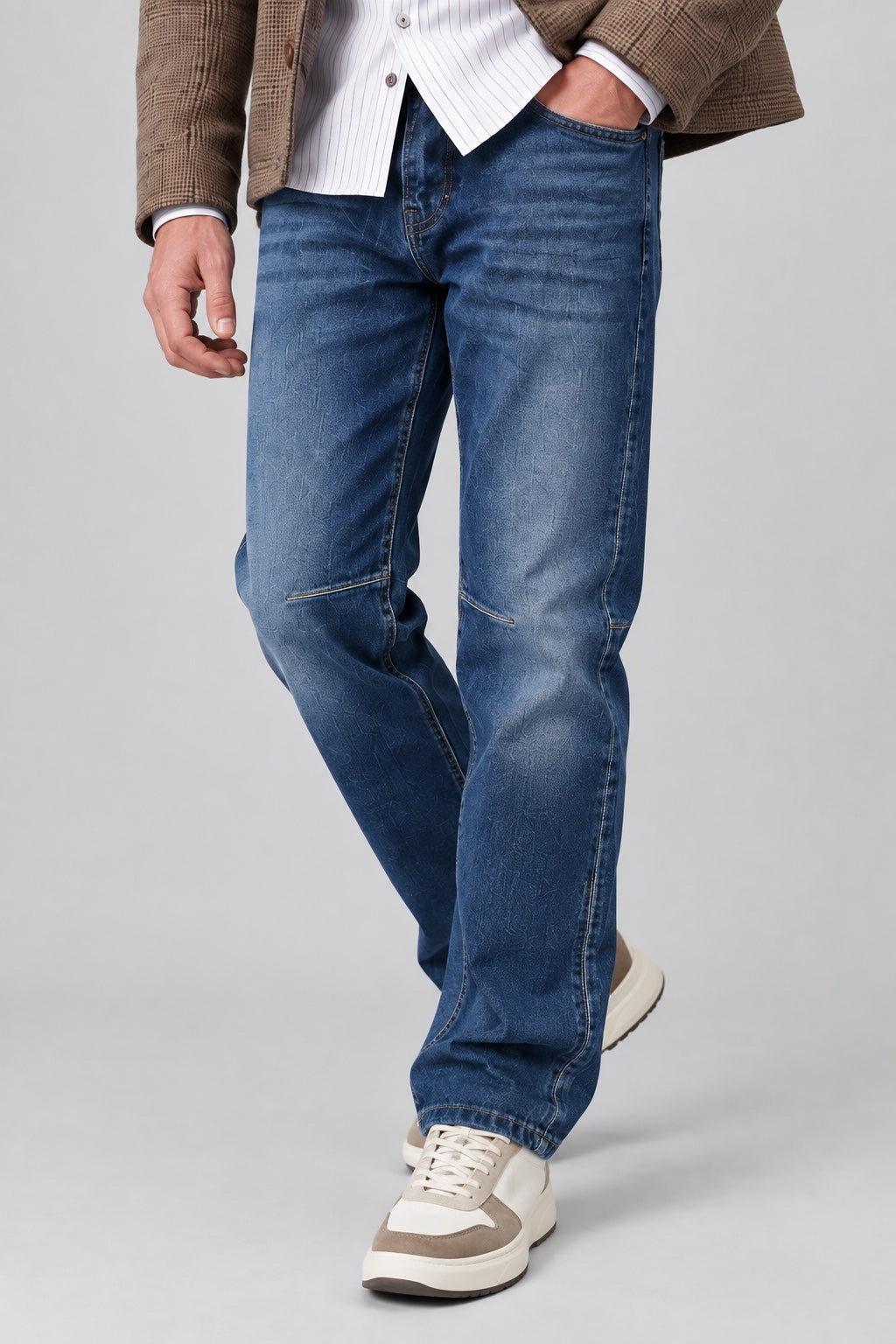 Tilda Mom Fit Jeans aus Baumwolle mit Kniedetail in denim, Ansicht 3