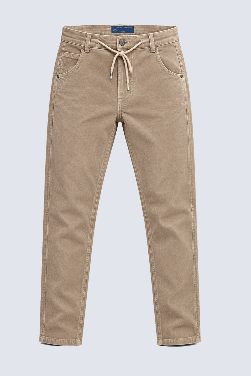 Jog Corduroy Chais Relaxed Fit aus Baumwoll‑Elasthan mit Tunnelzug in cappuccino