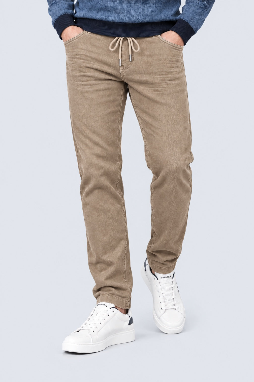 Jog Corduroy Chais Relaxed Fit aus Baumwoll‑Elasthan mit Tunnelzug in cappuccino, Ansicht 2