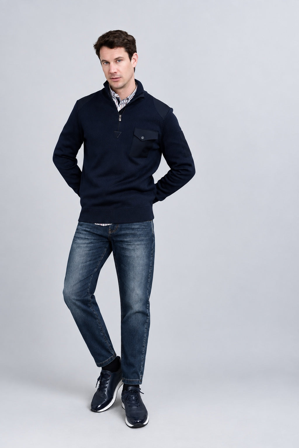Bruce Regular Fit Jeans aus Baumwolle in Blue-Black-Waschung in blue black, Ansicht 3