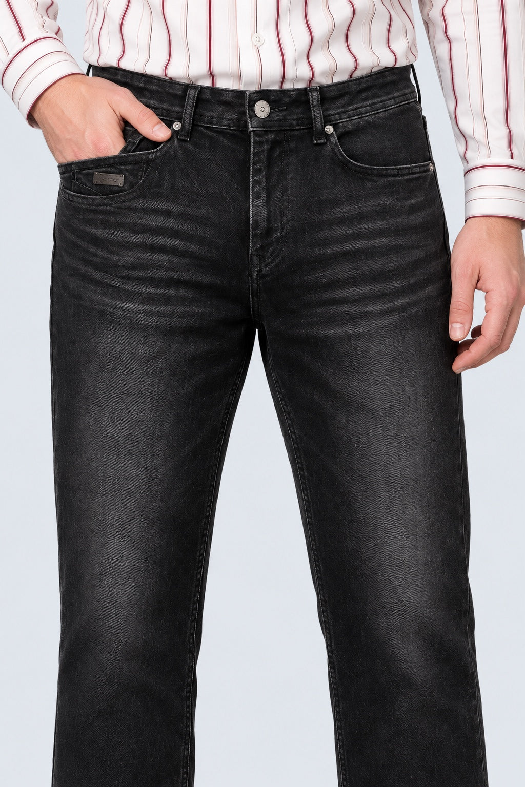 Dean Regular Slim Jeans in Dark Denim Optik in black, Ansicht 3