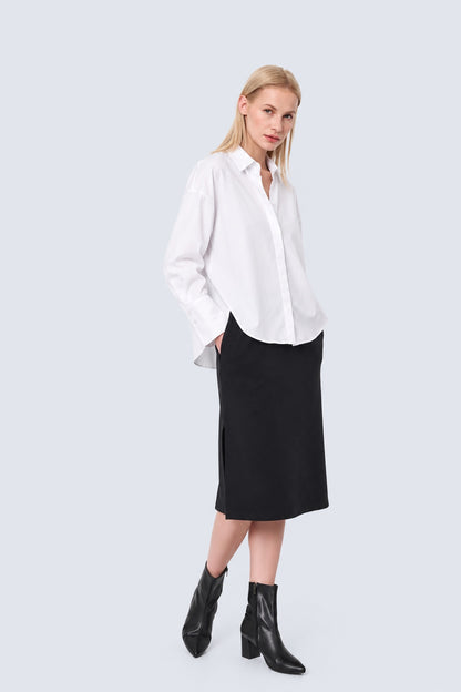 Bluse aus Lyocell-Baumwoll-Mix mit Oversize-Schnitt in white