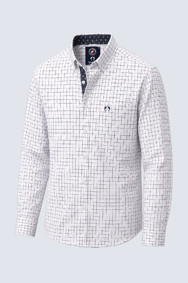 Button-Down-Hemd aus Baumwolle mit Streifenmuster und Kontrastdetails in white check 1, Ansicht 3