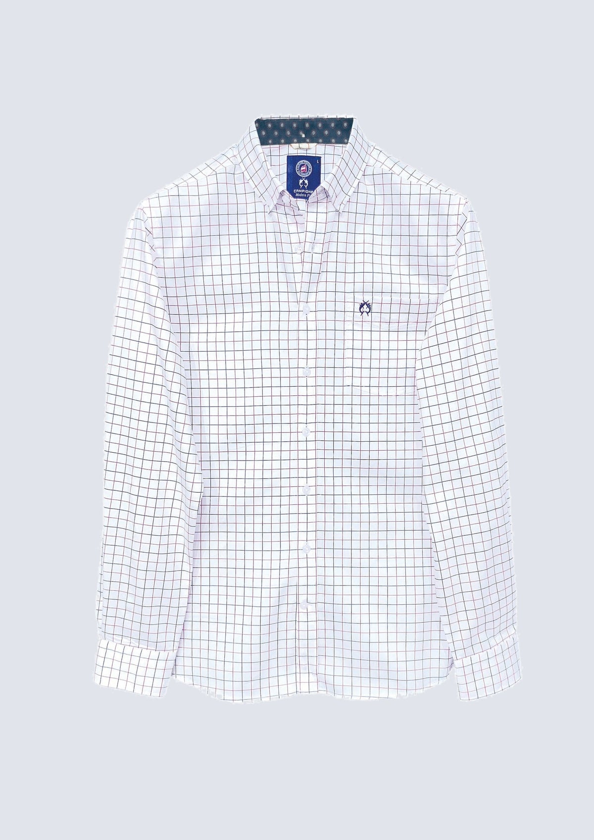Button‑Down‑Hemd aus Baumwolle mit Karo‑ und Streifenmuster – 10021