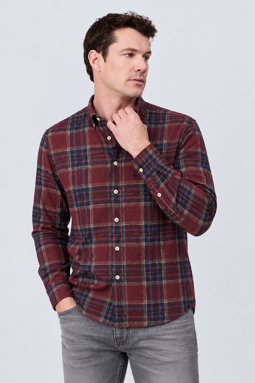 Button‑Down‑Hemd aus Baumwolle mit Karomuster in navy stripe 2