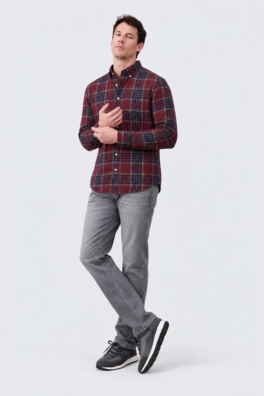 Button‑Down‑Hemd aus Baumwolle mit Karomuster in navy stripe 2, Ansicht 2