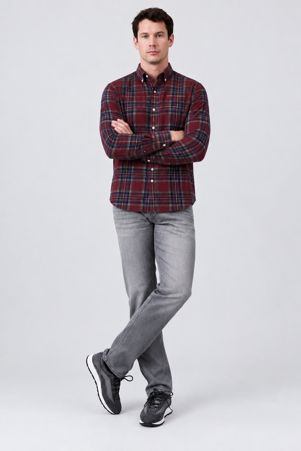Button‑Down‑Hemd aus Baumwolle mit Karomuster in navy stripe 2, Ansicht 3