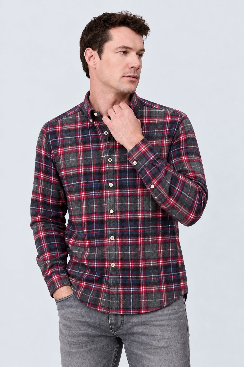 Button‑Down‑Hemd aus Baumwolle mit Karomuster in navy stripe 7