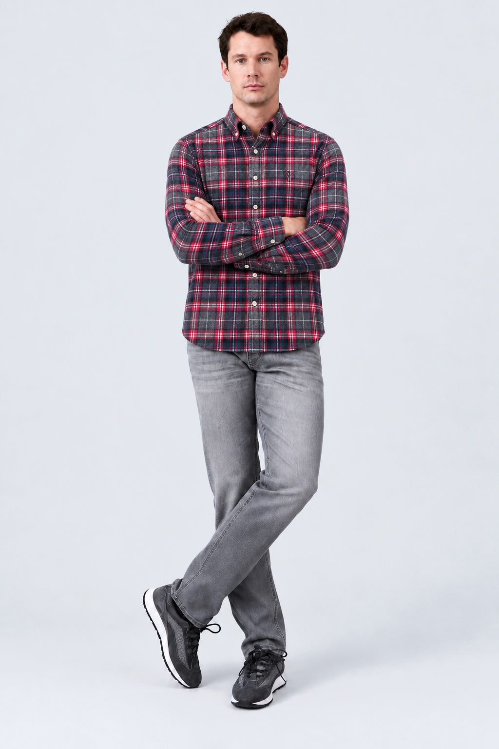 Button‑Down‑Hemd aus Baumwolle mit Karomuster in navy stripe 7, Ansicht 3