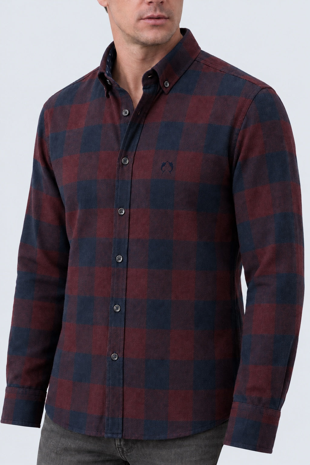 Karohemd aus Baumwolle im Buffalo‑Check mit Button‑down‑Kragen, Regular Fit in navy check 6, Ansicht 3