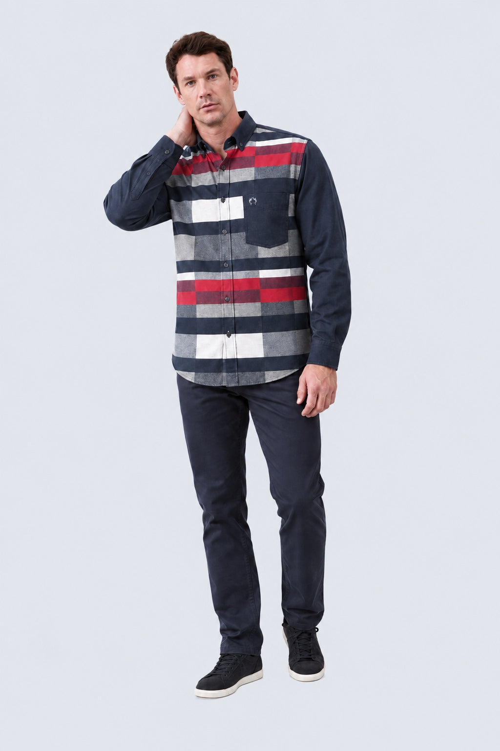 Overshirt aus Baumwolle mit Karomuster in navy combi 1