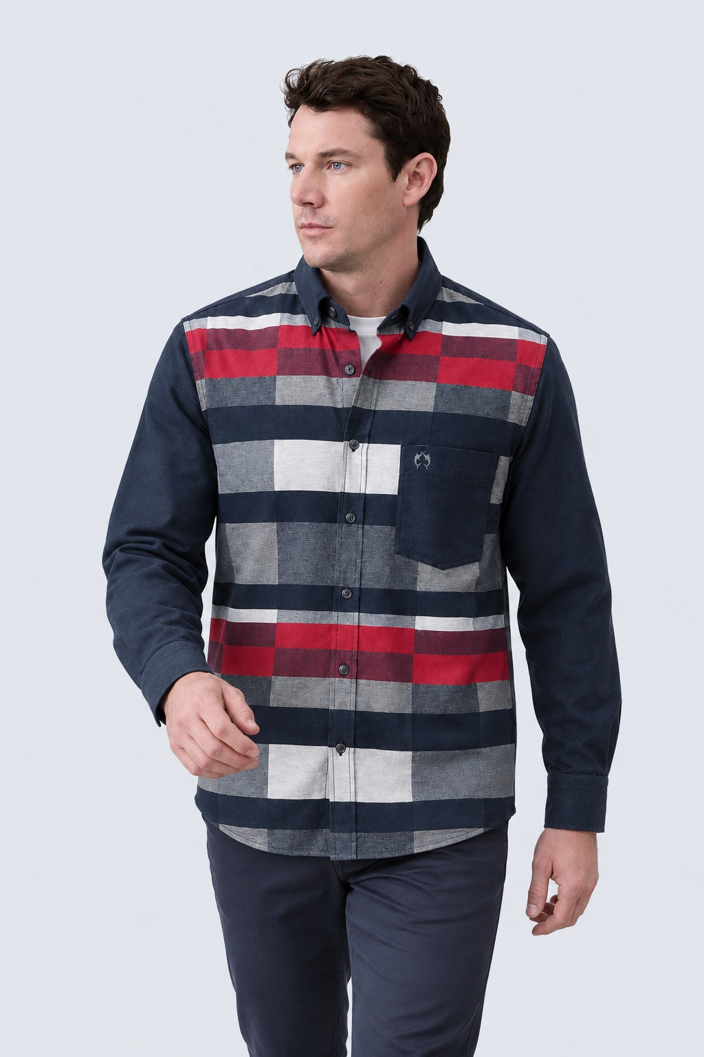 Overshirt aus Baumwolle mit Karomuster in navy combi 1, Ansicht 2
