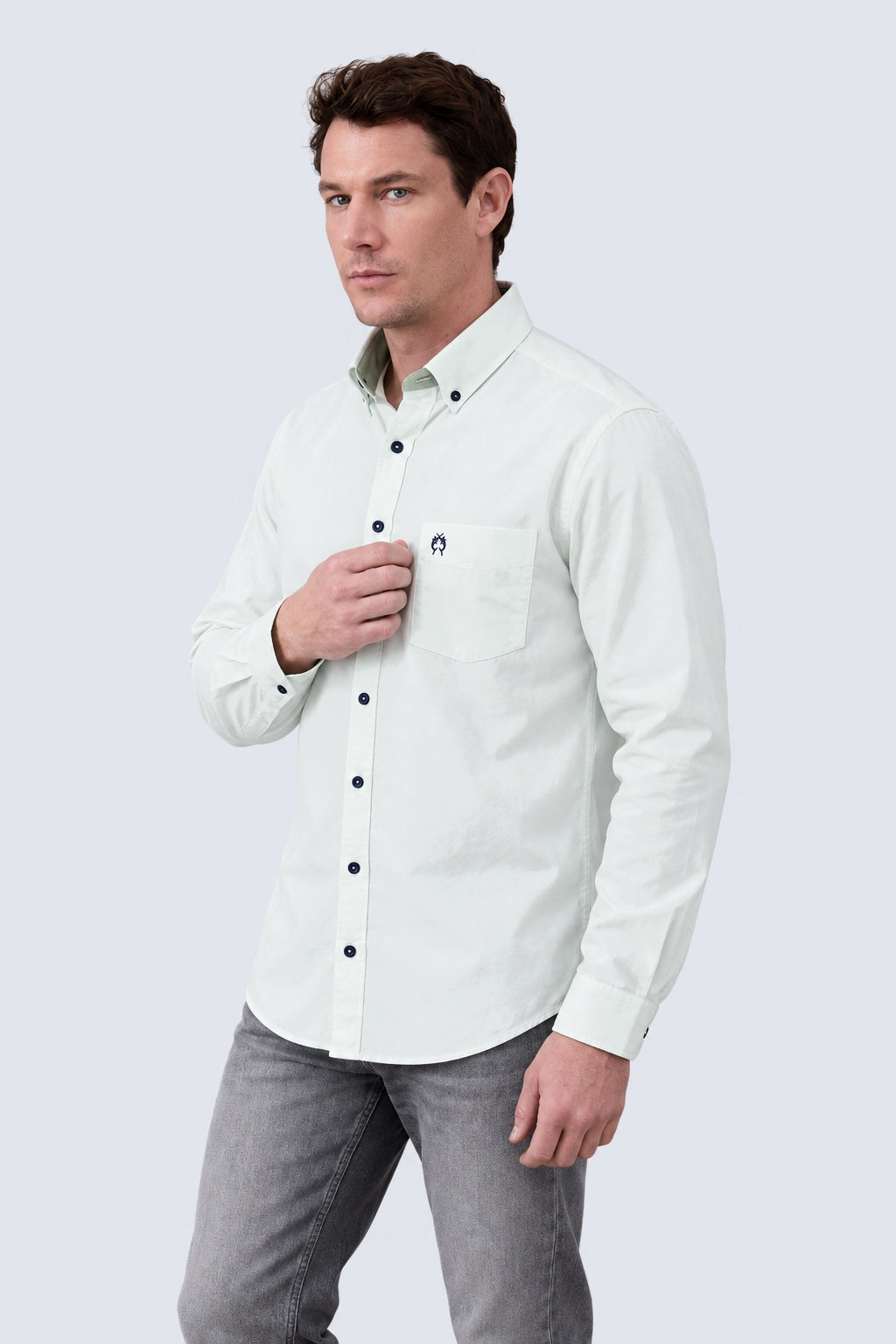 Button-Down-Hemd aus Oxford-Baumwolle mit Brusttasche in white oxford, Ansicht 2