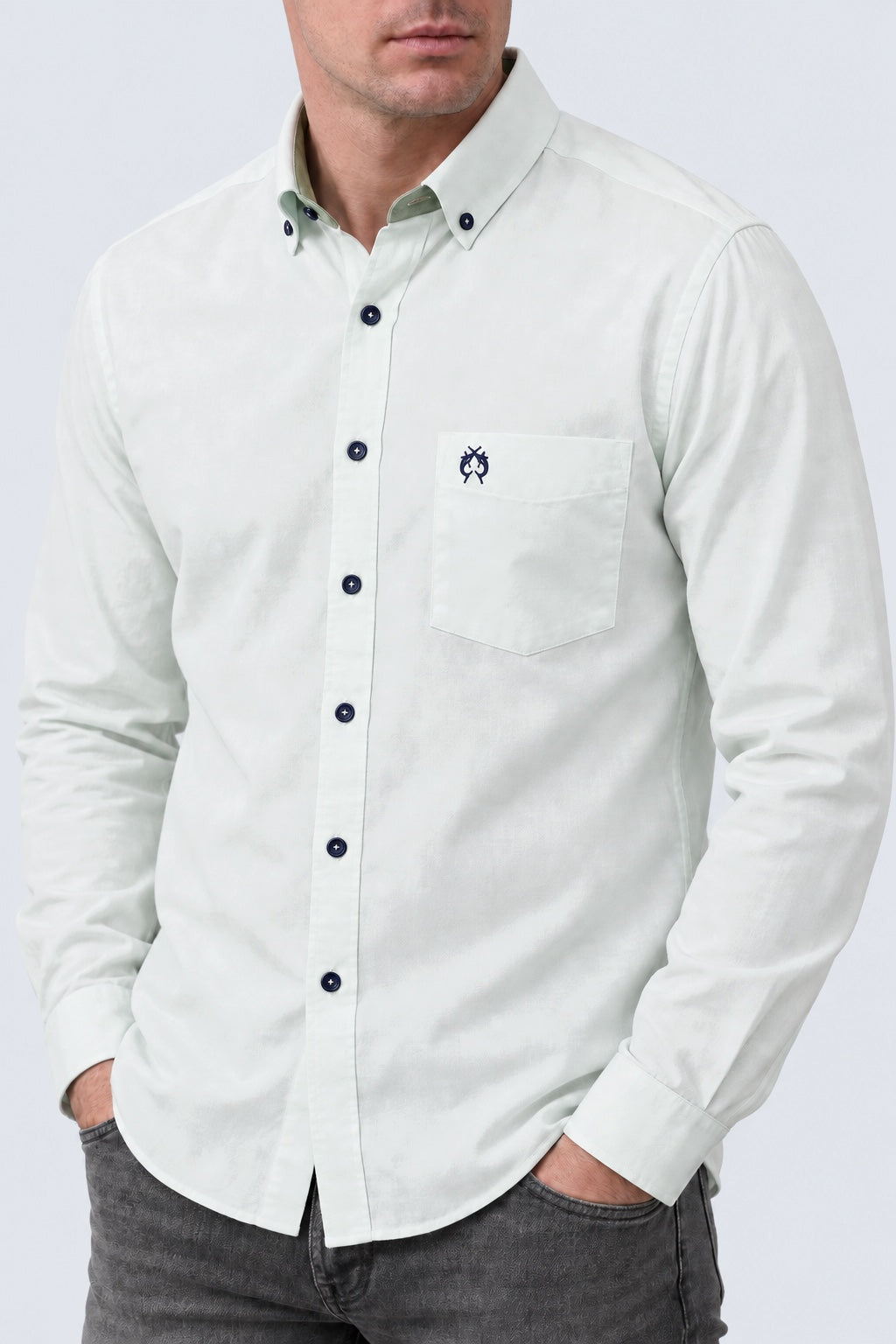 Button-Down-Hemd aus Oxford-Baumwolle mit Brusttasche in white oxford, Ansicht 3