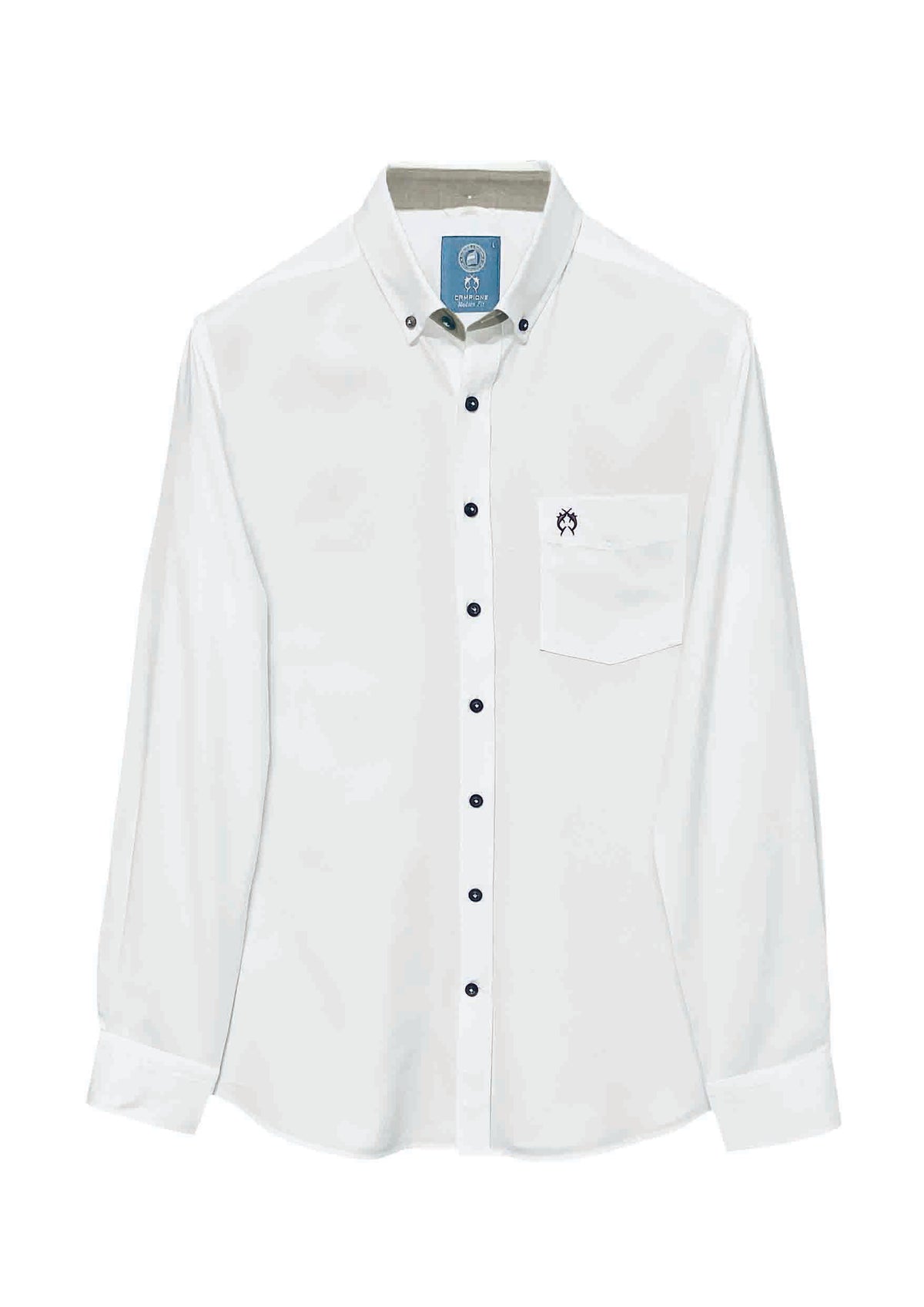 Button‑Down‑Hemd aus Baumwolle in Denim‑Optik in white oxford