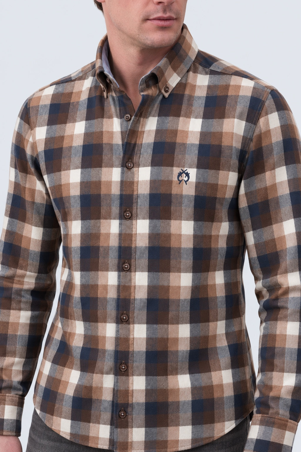 Button‑Down‑Hemd aus Baumwoll‑Mix mit Karomuster in navy check 1, Ansicht 3
