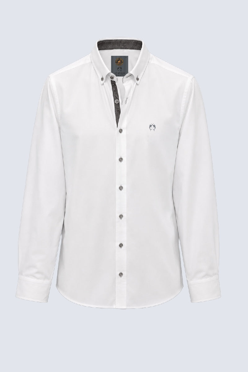 Weißes Hemd aus Baumwolle mit Button-down-Kragen, Modern Fit in white
