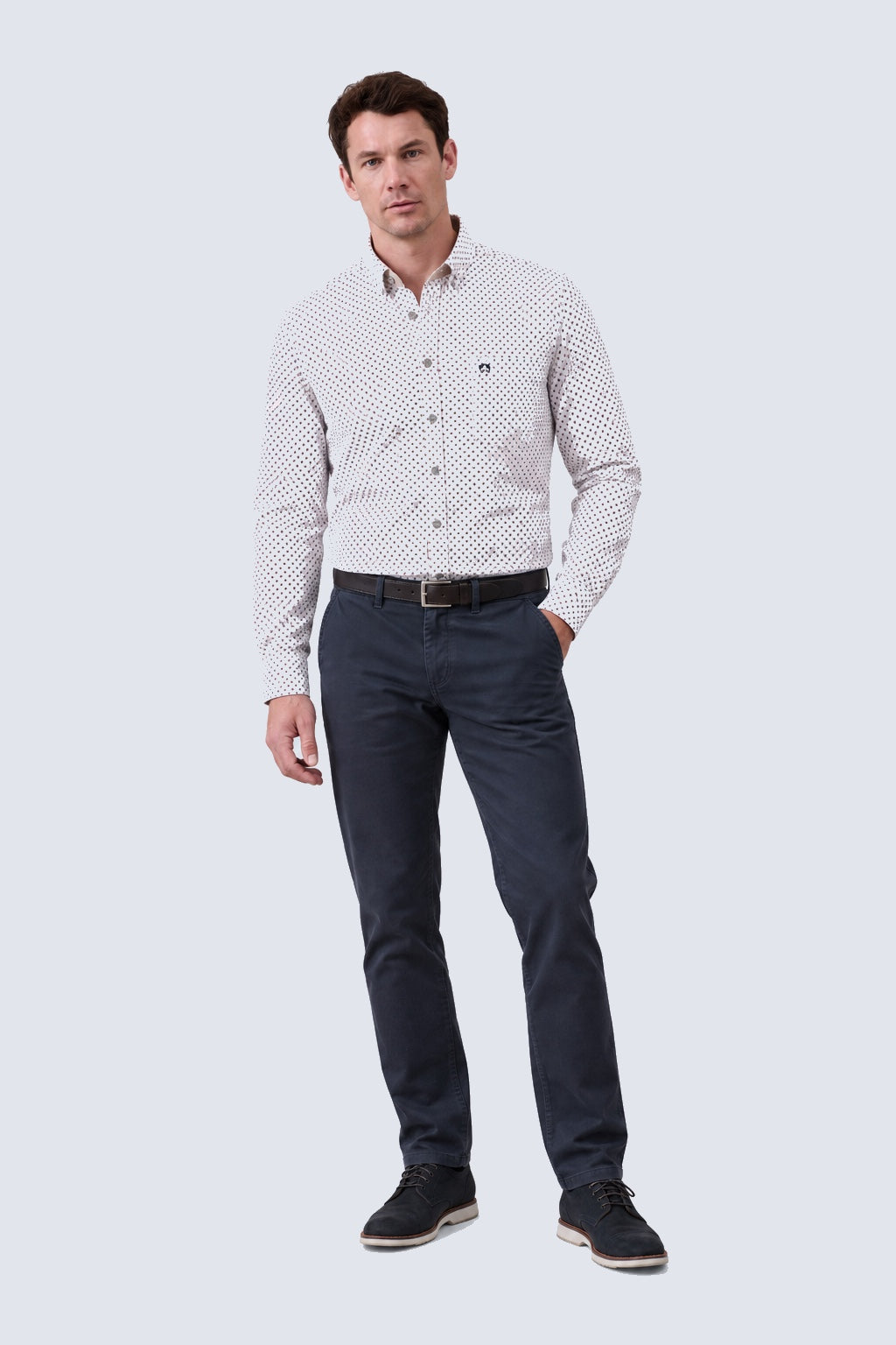 Button-Down-Hemd aus Baumwolle mit Mikro-Print und Brusttasche in flannel print 2