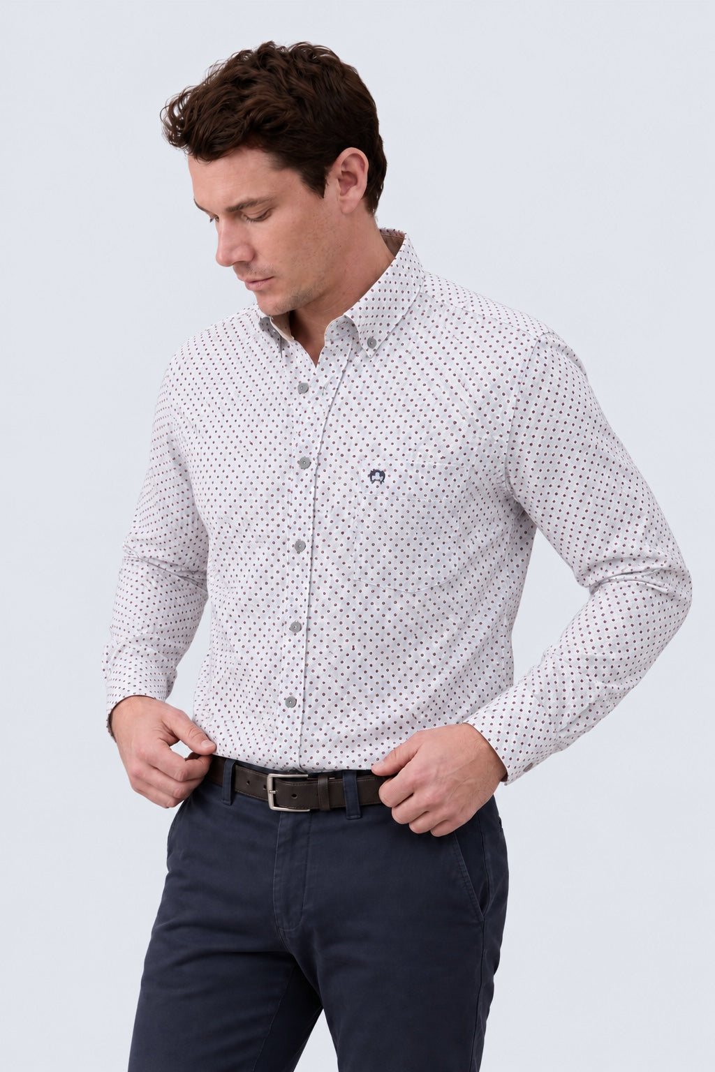 Button-Down-Hemd aus Baumwolle mit Mikro-Print und Brusttasche in flannel print 2, Ansicht 2