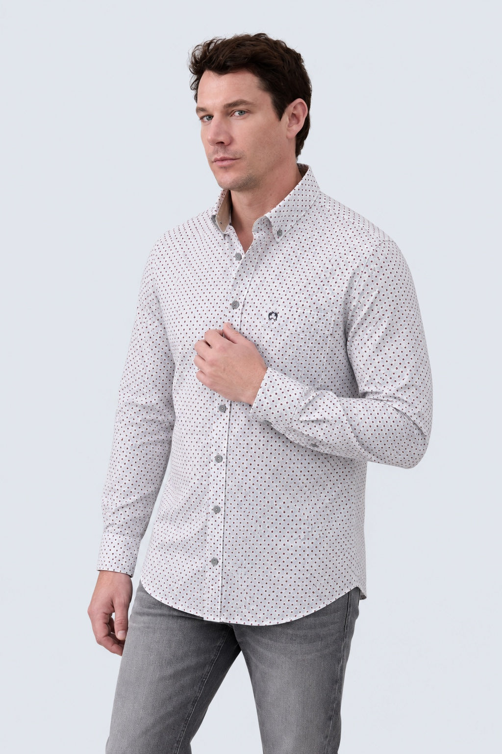 Button‑Down‑Hemd aus Baumwolle mit Mikro‑Print in flannel print 2, Ansicht 2