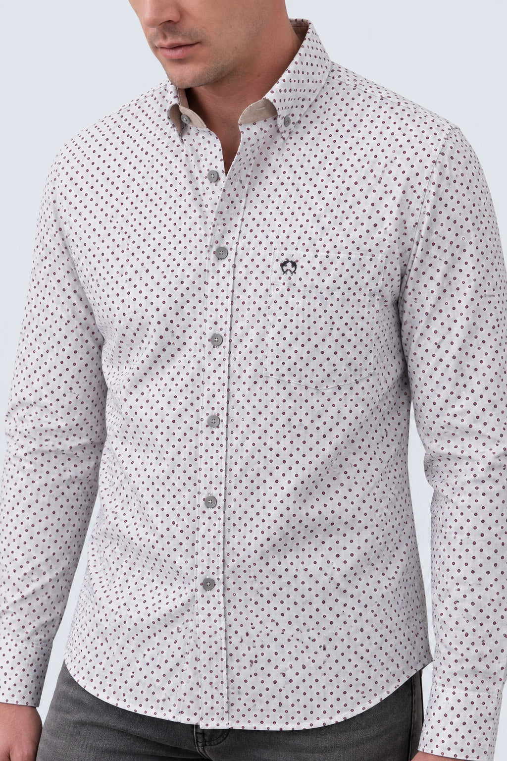 Button‑Down‑Hemd aus Baumwolle mit Mikro‑Print in flannel print 2, Ansicht 3