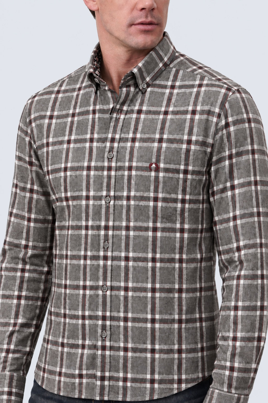 Button-Down-Hemd aus Baumwoll-Polyester-Mix mit Karomuster in anthra check 1, Ansicht 3