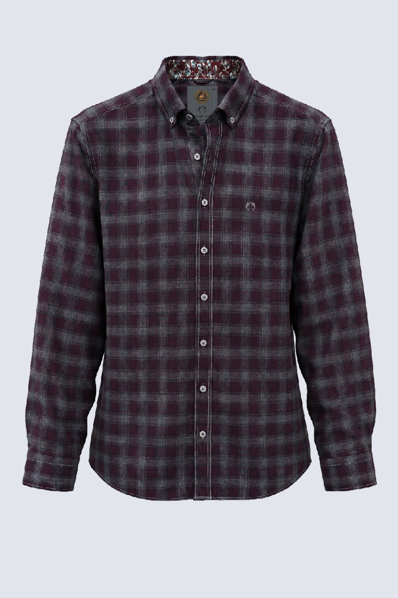 Button‑Down‑Hemd aus Baumwolle mit Karomuster in grey check 3