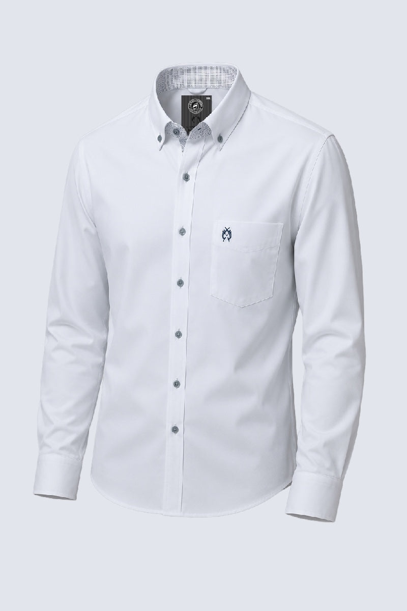 Button‑Down‑Hemd aus Baumwolle mit Brusttasche in white, Ansicht 2