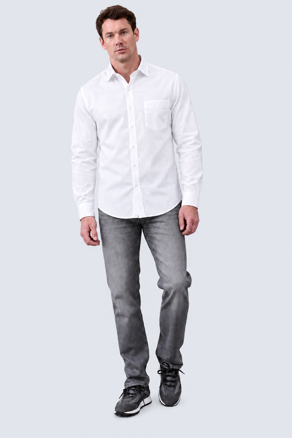 Hemd mit Under Button‑Down Kragen aus Baumwolle in white