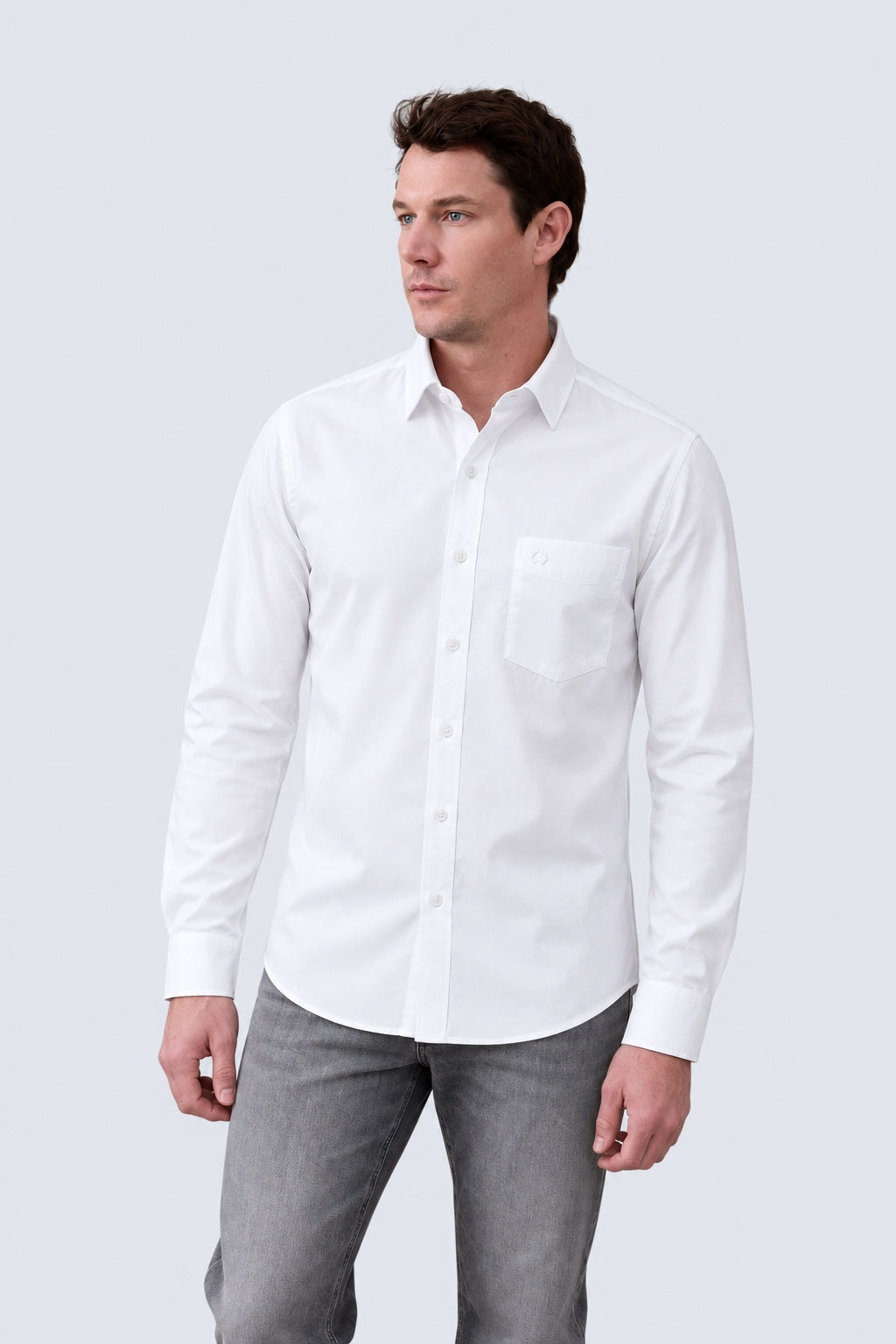 Hemd mit Under Button‑Down Kragen aus Baumwolle in white, Ansicht 2