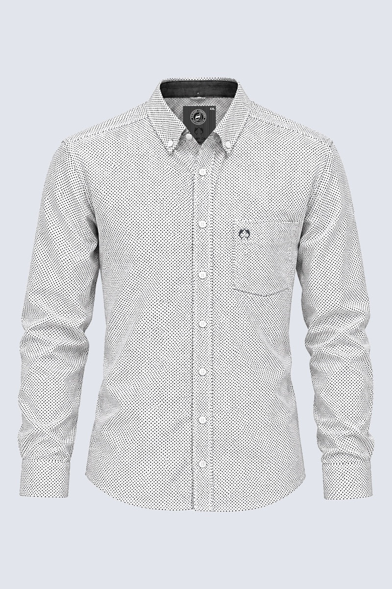 Button‑Down‑Hemd aus Baumwolle mit Mikro‑Allover‑Print in black print 3, Ansicht 2