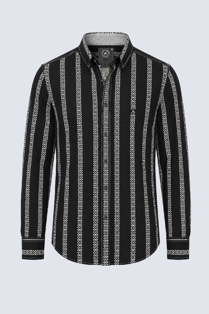 Button‑Down‑Hemd aus Baumwolle mit Strukturstreifen in antra stripe 1, Ansicht 2