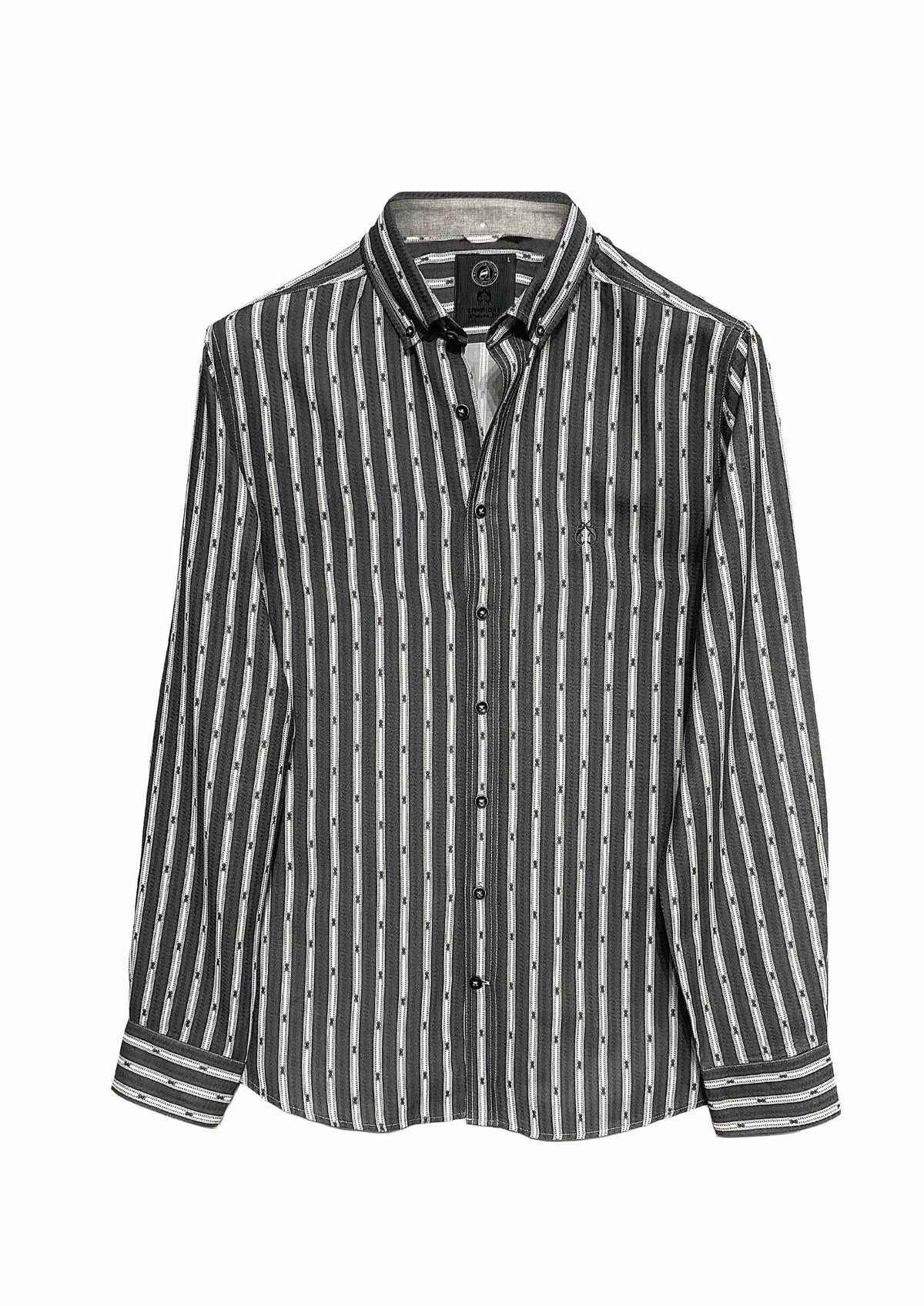 Button‑Down‑Hemd aus Baumwolle mit Strukturstreifen in antra stripe 2
