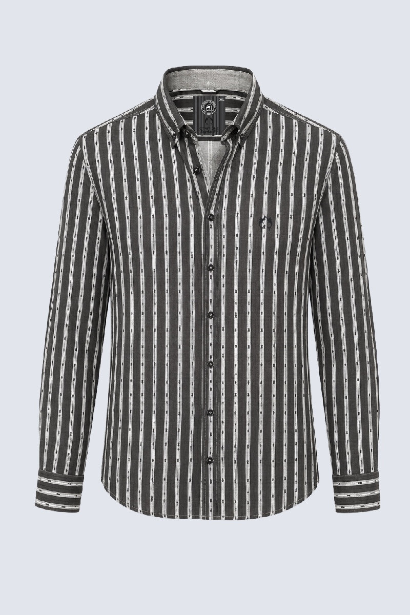 Button‑Down‑Hemd aus Baumwolle mit Strukturstreifen in antra stripe 2, Ansicht 2