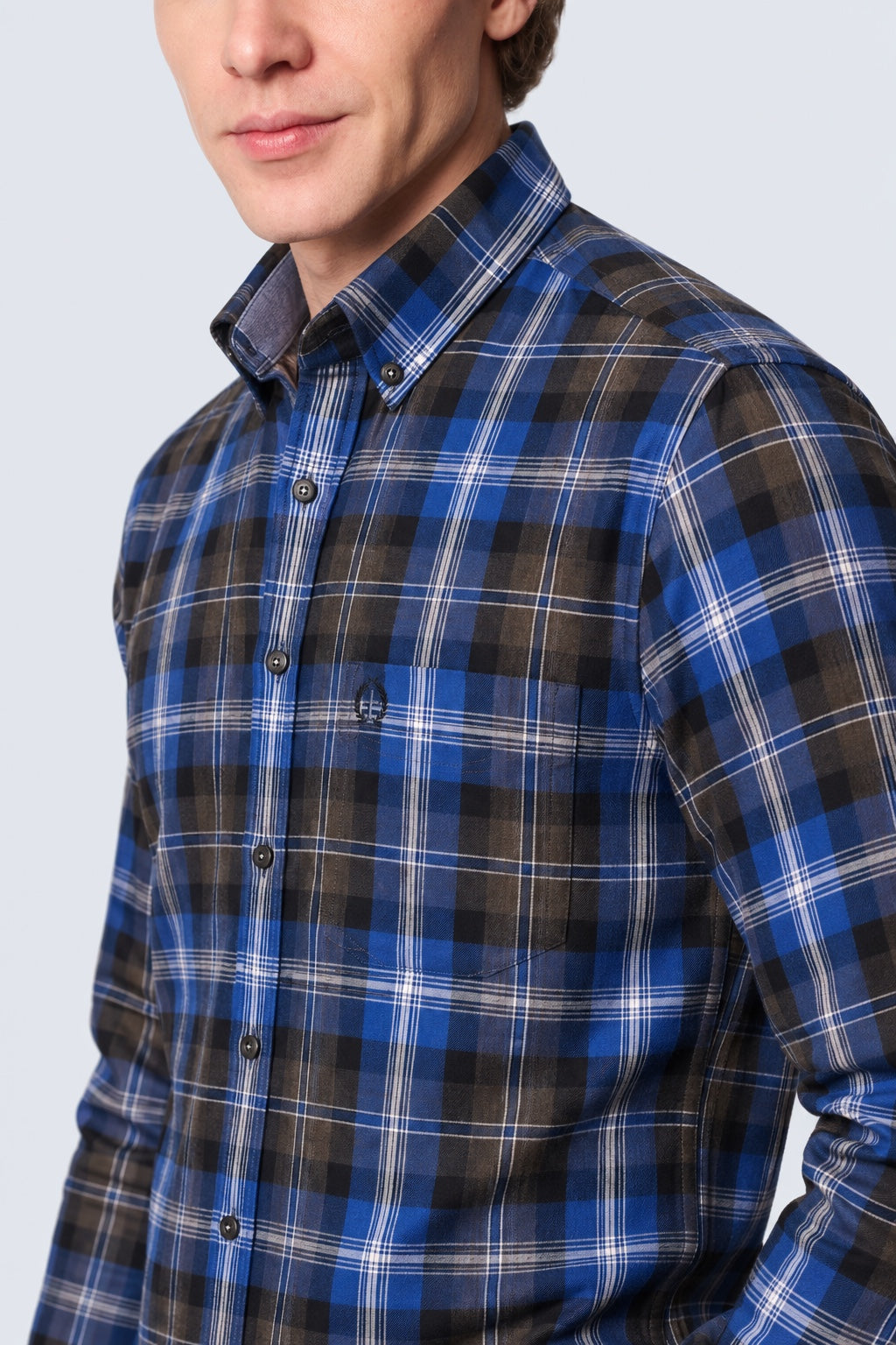 Button‑Down‑Hemd aus Baumwolle mit Karomuster in anthra check 1, Ansicht 3