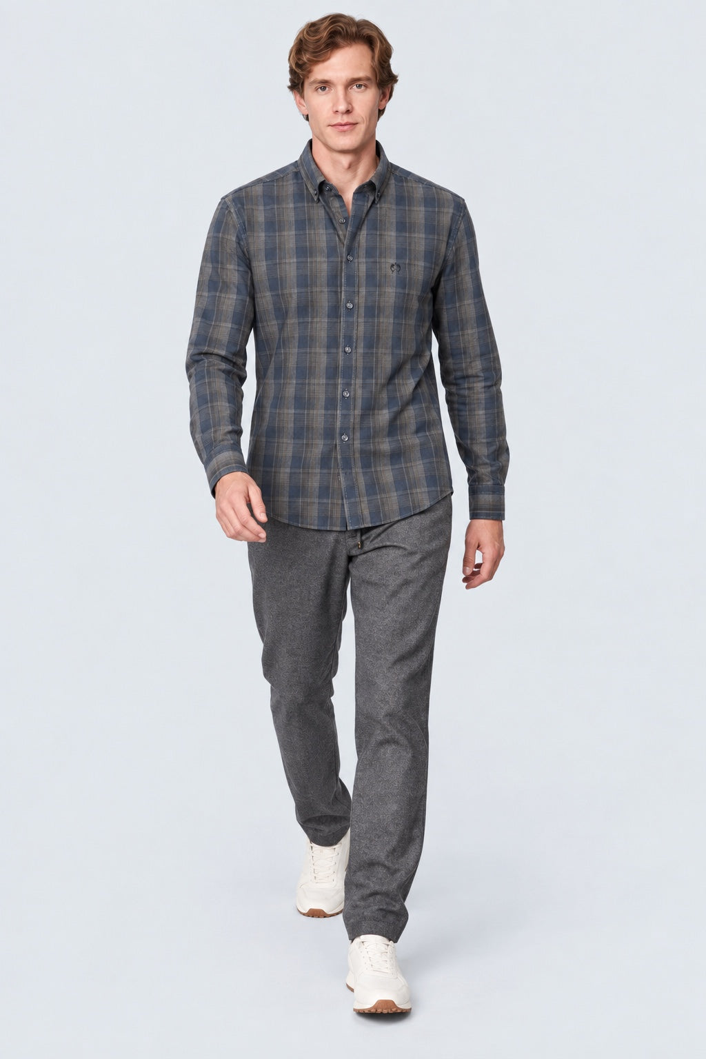 Button‑Down‑Hemd aus Baumwolle mit Karomuster in anthra check 5